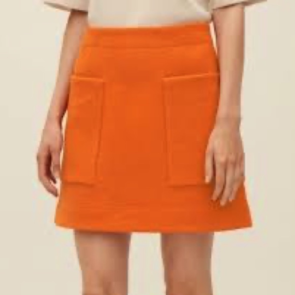 Cos Orange A Line Mini Skirt Boiled Wool - Size 10